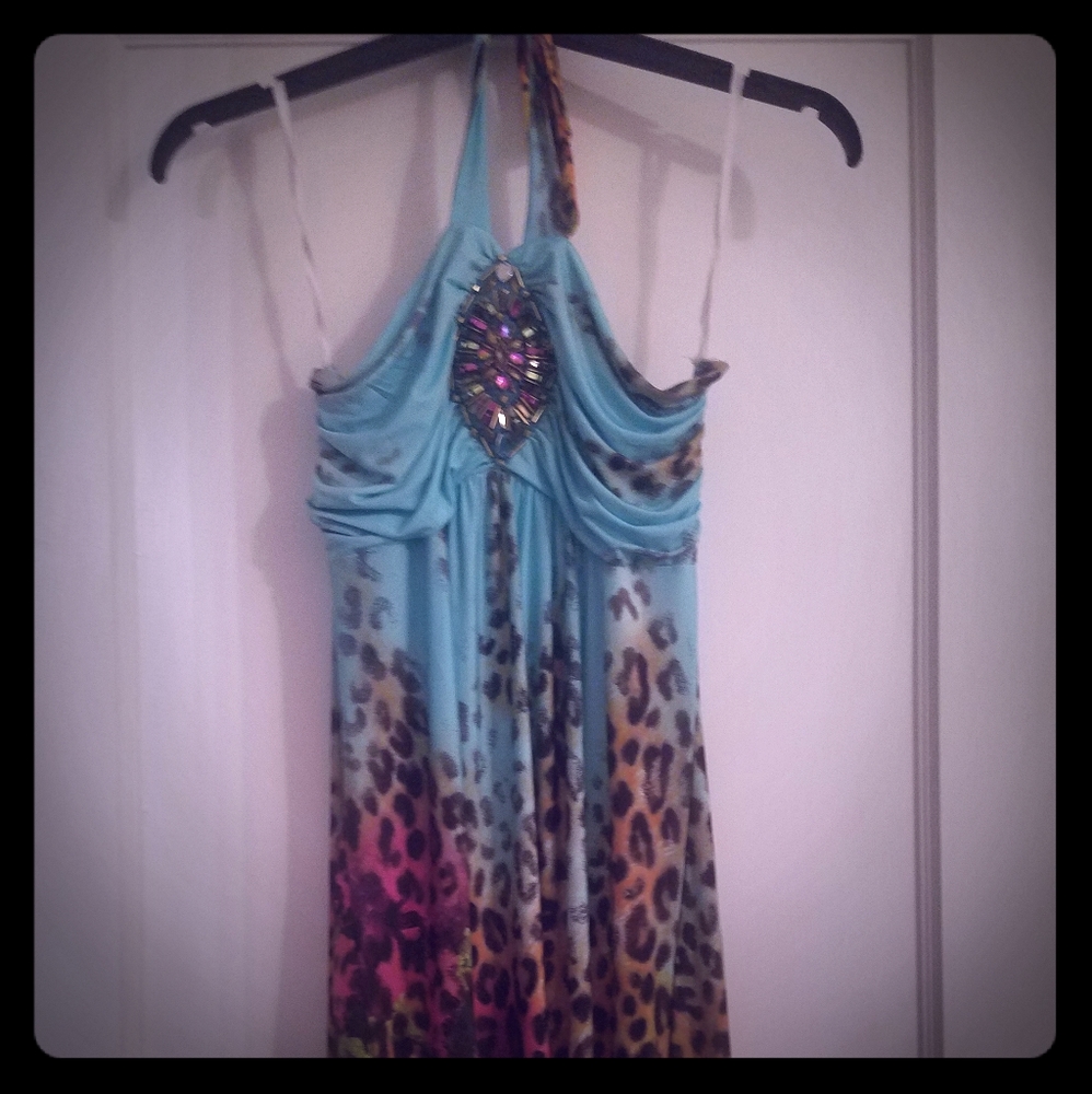 Venus halter dress with beading